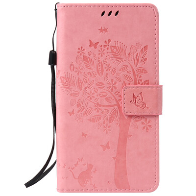 Pink Tree Design PU Leather Flip Cover Wallet Card Holder Case for SONY Z5 PLUS