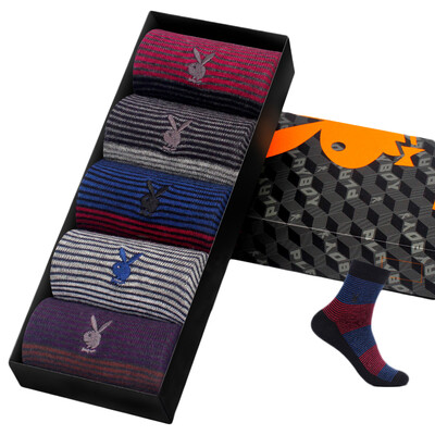 Playboy PLAYBOY 2668 male socks cotton in the cylinder sports business casual breathable striped cotton socks 5 double gift boxed navy blue group multi-color 
Playboy PLAYBOY 2668 male socks cotton in the cylinder sports business casual breathable striped cotton socks 5 double gift boxed navy blue group multi-color