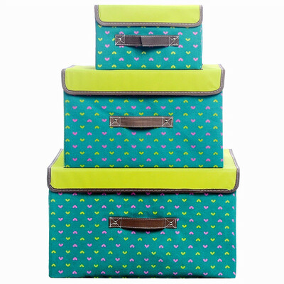 Space gifted gold top beauty heart storage box clothing finishing box debris storage box three-piece large 42L in 22L small 6L green