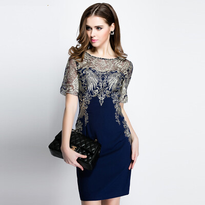 Plus Size Sexy Women Dress Luxury Embroidery Mini Party Dresses Short Sleeve O-Neck Clothes 
Plus Size Sexy Women Dress Luxury Embroidery Mini Party Dresses Short Sleeve O-Neck Clothes