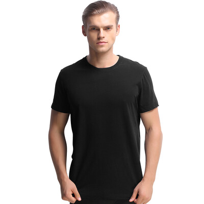 Heng Yuan Xiang men short sleeve T-shirt solid color elastic cotton primer shirt Slim round neck thin section black 185110
Heng Yuan Xiang men short sleeve T-shirt solid color elastic cotton primer shirt Slim round neck thin section black 185110