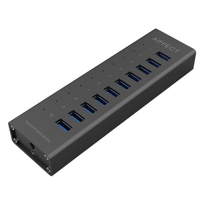 AIFFECT XB103A1-B10C 10-port USB3.0 HUB hub aluminum alloy 12V2A BC1.2 charger black
AIFFECT XB103A1-B10C 10-port USB3.0 HUB hub aluminum alloy 12V2A BC1.2 charger black