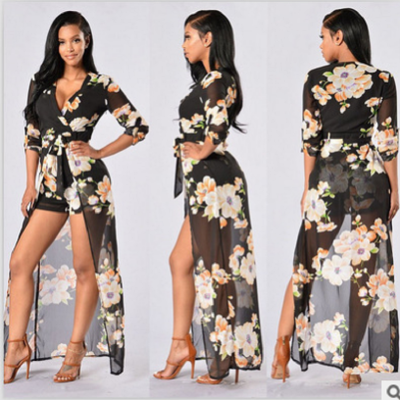 2016 New Fashion Long Sleeve Sexy V neck irregular Hem Woman Black floral Print Long Maxi Beach Dresses
2016 New Fashion Long Sleeve Sexy V neck irregular Hem Woman Black floral Print Long Maxi Beach Dresses