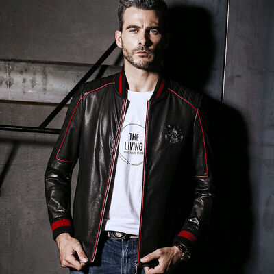 Men's leather jacket long sleeve autumn witer clothing genuine sheepskin coat real leather the newest style with printing and red
Men's leather jacket long sleeve autumn witer clothing genuine sheepskin coat real leather the newest style with printing and red