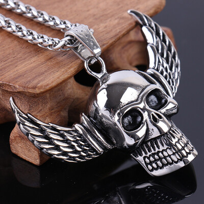 Stainless Steel Skull Pendant For Man Punk Jewelry Angel Wings Pendant Necklace
Stainless Steel Skull Pendant For Man Punk Jewelry Angel Wings Pendant Necklace