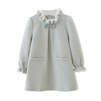Flosse Flordeer French children's clothing girls lace stand collar bow dress F61018 green 140
Flosse Flordeer French children's clothing girls lace stand collar bow dress F61018 green 140