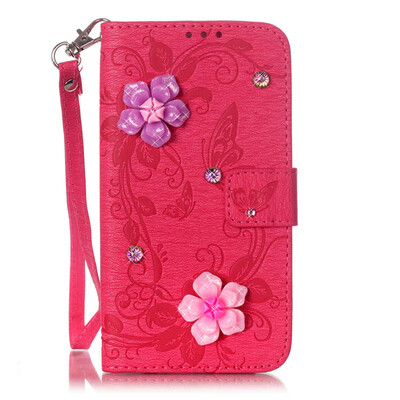 Rose Butterfly Style PU Leather Flip Cover Wallet Card Holder Case for SAMSUNG A510