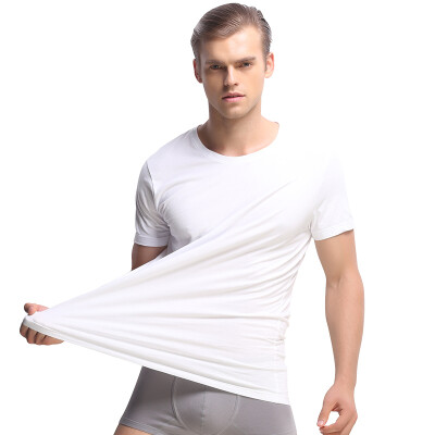 Heng Yuan Xiang men short sleeve T shirt solid color elastic cotton primer shirt Slim round neck thin section white 180105
Heng Yuan Xiang men short sleeve T shirt solid color elastic cotton primer shirt Slim round neck thin section white 180105