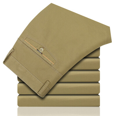 Ma Ke Danuo business men's casual pants cotton Slim straight waist long pants male tide beige 36 MDX70811