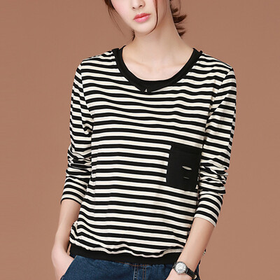 CITYPLUS FAN Sen Department of striped round neck casual long-sleeved T-shirt women CWTC171156 black and white stripes M
CITYPLUS FAN Sen Department of striped round neck casual long-sleeved T-shirt women CWTC171156 black and white stripes M