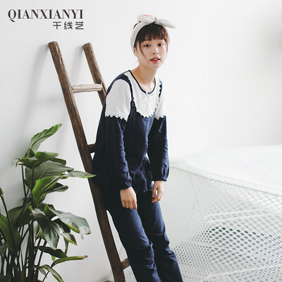 Thousands of flowers fall ladies pajamas Korean lace girl long sleeve home service suit Q563122 Po Lan
Thousands of flowers fall ladies pajamas Korean lace girl long sleeve home service suit Q563122 Po Lan