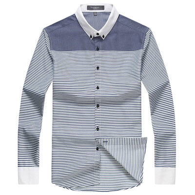 SHENGUI / Slim your men's stitching casual long-sleeved shirt dark blue 180 / CG3440667A
SHENGUI / Slim your men's stitching casual long-sleeved shirt dark blue 180 / CG3440667A