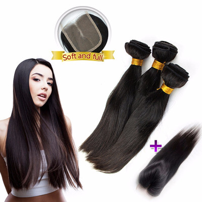 Natural Black Color 3 Weave Hair Bundles With Lace Closure Straight Peruvian Human Virgin Hair Full Weft Extensions
Natural Black Color 3 Weave Hair Bundles With Lace Closure Straight Peruvian Human Virgin Hair Full Weft Extensions