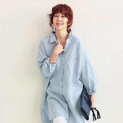 Milano (MILANYIN) Women's 2017 fashion casual wild loose large length long cotton and linen shirt ML021 blue
Milano (MILANYIN) Women's 2017 fashion casual wild loose large length long cotton and linen shirt ML021 blue