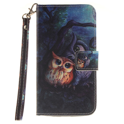 Oil painting owl Design PU Leather Flip Cover Wallet Card Holder Case for LG G3