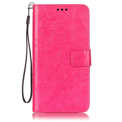 Rose Flower Design PU Leather Flip Cover Wallet Card Holder Case for MOTO G4