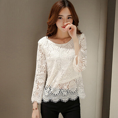 A morning 2017 women's round neck short section large size hollow jacket lace nine sleeves T-shirt women spring 036906 white
A morning 2017 women's round neck short section large size hollow jacket lace nine sleeves T-shirt women spring 036906 white