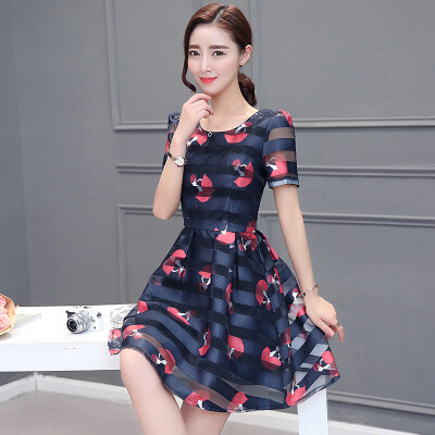 Milano (MILANYIN) Women's Wear 2017 Spring Korean Slim Big Size Round Shirt Fashion Print Skirt Short Sleeve European Net Yarn Girdle Dress ML093 Picture Color M
Milano (MILANYIN) Women's Wear 2017 Spring Korean Slim Big Size Round Shirt Fashion Print Skirt Short Sleeve European Net Yarn Girdle Dress ML093 Picture Color M