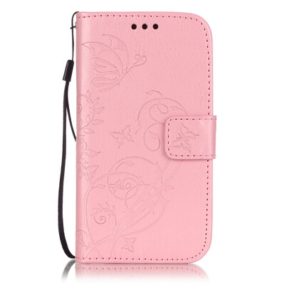 Pink Flower Design PU Leather Flip Cover Wallet Card Holder Case for SAMSUNG S2