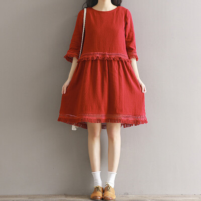 City plus CITYPLUS art retro tassel cottonseed seven sleeves loose loose skirt long paragraph dress CWQZ173155 red
City plus CITYPLUS art retro tassel cottonseed seven sleeves loose loose skirt long paragraph dress CWQZ173155 red
