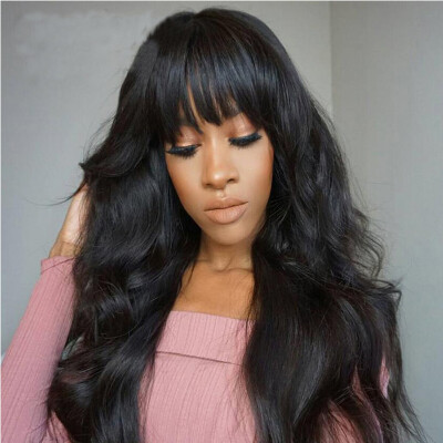 Brazilian Natural Wave Lace Front Wigs Glueless Lace Front Human Hair Wig with Bangs for black women
Brazilian Natural Wave Lace Front Wigs Glueless Lace Front Human Hair Wig with Bangs for black women