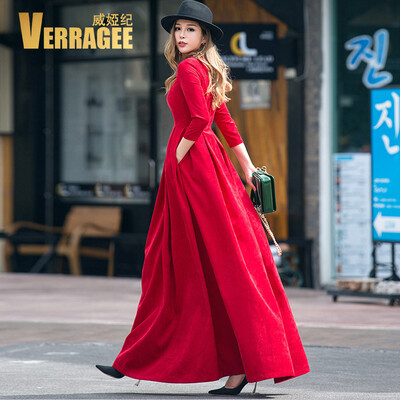 Wei Ya Ji VERRAGEE dress female autumn 2017 new self-cultivation towing temperament nine points sleeve ladies corduroy long skirt
Wei Ya Ji VERRAGEE dress female autumn 2017 new self-cultivation towing temperament nine points sleeve ladies corduroy long skirt