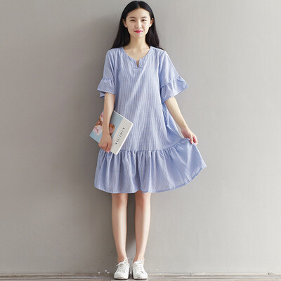 City Plus CITYPLUS Sen Department of fresh literature&art retro wild striped loose college wind cotton&linen dress CWQZ173160 blue
City Plus CITYPLUS Sen Department of fresh literature&art retro wild striped loose college wind cotton&linen dress CWQZ173160 blue