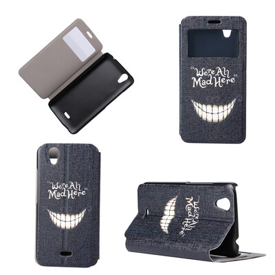 Smiling Teeth Design PU Leather Flip Cover Wallet Card Holder Case for Wiko Birdy
