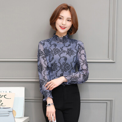 sustory women&39s clothing 2017 spring chiffon shirt round neck shirt Slim long-sleeved lace shirt Korean version of the wild rendering SU040 blue
sustory women&39s clothing 2017 spring chiffon shirt round neck shirt Slim long-sleeved lace shirt Korean version of the wild rendering SU040 blue