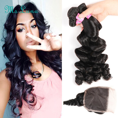 8A Malaysian Loose Wave With Closure 3 Bundles Malaysian Virgin Hair With Lace Closure Full Loose Wave Human Hair With Closure
8A Malaysian Loose Wave With Closure 3 Bundles Malaysian Virgin Hair With Lace Closure Full Loose Wave Human Hair With Closure
