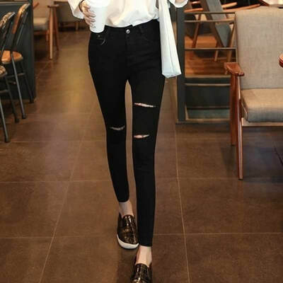 Fubian cents FUBIXIAN Korean version of high waist fashion casual hole feet nine points jeans K4225 black 26
Fubian cents FUBIXIAN Korean version of high waist fashion casual hole feet nine points jeans K4225 black 26