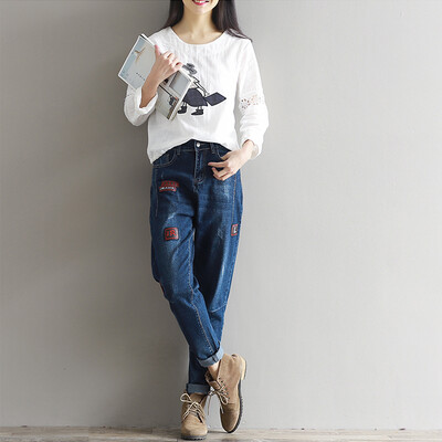CITYPLUS Seno high waist was thin art cowboy small feet loose cloth badge trousers harem pants female CWKN16Q458 blue 27
CITYPLUS Seno high waist was thin art cowboy small feet loose cloth badge trousers harem pants female CWKN16Q458 blue 27
