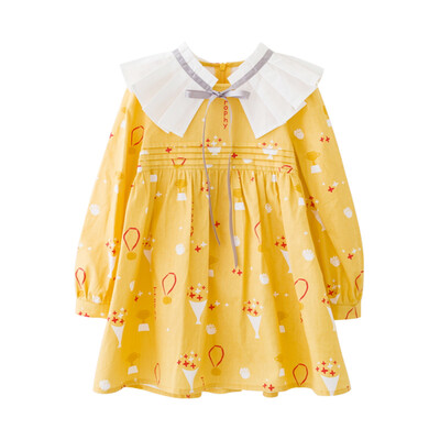 Cicie children 's wear children' s clothing girl print cloak dress 171015 yellow 140
Cicie children 's wear children' s clothing girl print cloak dress 171015 yellow 140