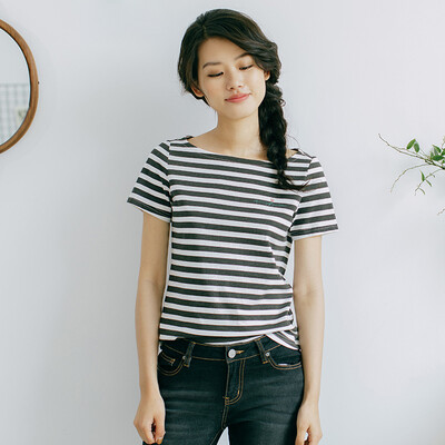 INMAN 2017 summer new text cotton short-sleeved striped T-shirt female black&white S 1872022381
INMAN 2017 summer new text cotton short-sleeved striped T-shirt female black&white S 1872022381