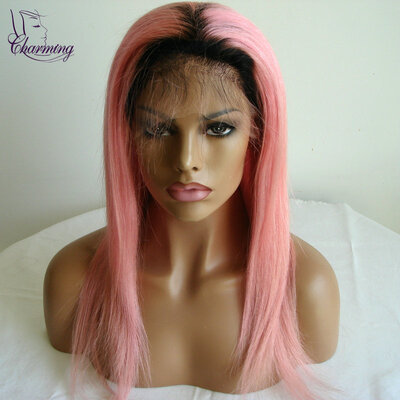 Charming Hair #1B T Pink Color Dark Roots Brazilian Ombre Lace Wig Virgin Human Hair Two Tone Lace Front Wig Colorful Wigs For Bl
Charming Hair #1B T Pink Color Dark Roots Brazilian Ombre Lace Wig Virgin Human Hair Two Tone Lace Front Wig Colorful Wigs For Bl