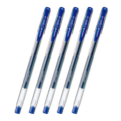Uni um-100 gel pen blue 05mm 5 pcs