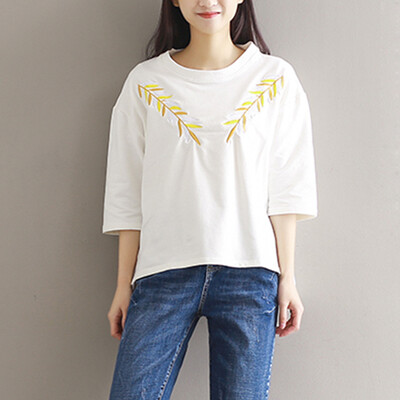 City Plus CITYPLUS Sen Female Department of leaf embroidery large size loose version of the fifth sleeve T-shirt CWTD173359 white
City Plus CITYPLUS Sen Female Department of leaf embroidery large size loose version of the fifth sleeve T-shirt CWTD173359 white