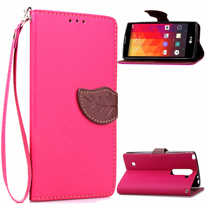 Pink Design PU Leather Flip Cover Wallet Card Holder Case for LG Magna