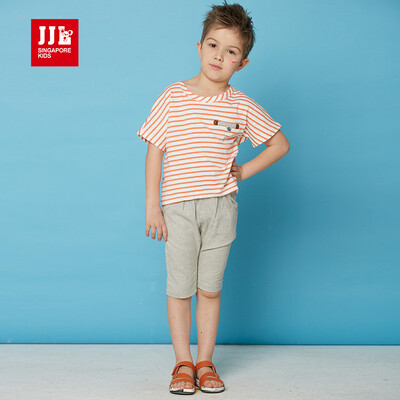 JJLKIDS Partner Club Children's Wear Set Summer Children's Set T-Shirt Shorts Two-piece Set BXZ63008 Begonia Orange 130