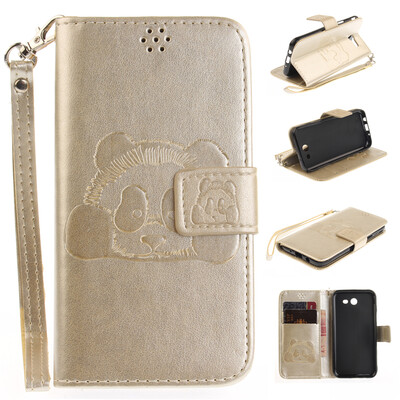 Золото Panda Стиль Тиснение Классический откидная крышка с подставкой Функция и слот кредитной карты для SAMSUNG GALAXY J3 2017/J327P/J3 Prime 
Золото Panda Стиль Тиснение Классический откидная крышка с подставкой Функция и слот кредитной карты для SAMSUNG GALAXY J3 2017/J327P/J3 Prime