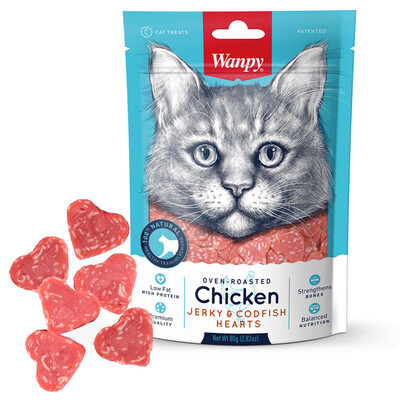 Naughty Wanpy export loaded self-contained pet food snacks cat snacks cat meat dry heart-shaped chicken cod cod sushi 80g
Naughty Wanpy export loaded self-contained pet food snacks cat snacks cat meat dry heart-shaped chicken cod cod sushi 80g