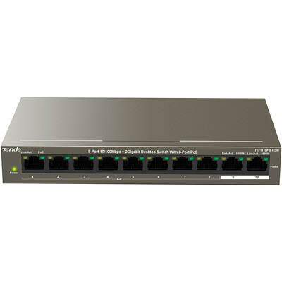 Tenda (Tenda) TEF1110P-8-102W 8-портовый сетевой коммутатор 100M PoE Сетевой сплиттер сетевого мониторинга (8 +2 Gigabit uplink)
Tenda (Tenda) TEF1110P-8-102W 8-портовый сетевой коммутатор 100M PoE Сетевой сплиттер сетевого мониторинга (8 +2 Gigabit uplink)