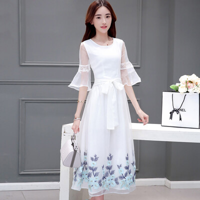 A pond morning 2017 temperament sleeves sleeveless sleeves long section of the beach skirt simple print dress autumn S62A0407 white
A pond morning 2017 temperament sleeves sleeveless sleeves long section of the beach skirt simple print dress autumn S62A0407 white