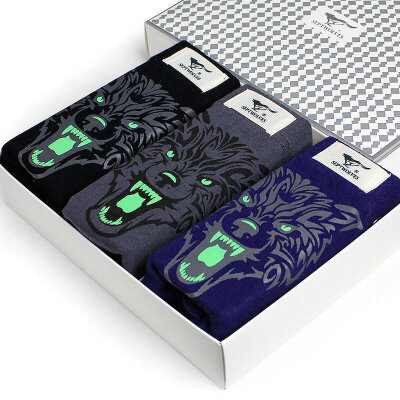 Men's cotton fluorescent boxers 3pcs/lot