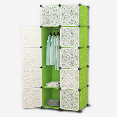 Heart home should DIY free combination simple wardrobe modern simple combination wardrobe plastic single locker 10 door 7 grid 1 hanging GX-5868G