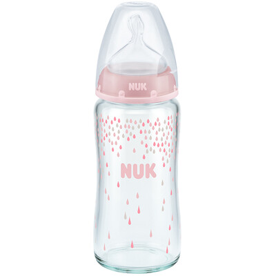 NUK wide-bore glass bottle baby baby bottle 240ml with anti-flatulence silicone nipple 6 months or more round hole pink German import
NUK wide-bore glass bottle baby baby bottle 240ml with anti-flatulence silicone nipple 6 months or more round hole pink German import