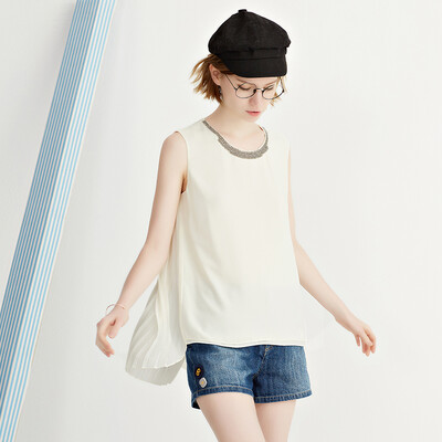Yixiang Liying 2017 summer new sleeveless yarn splicing chiffon shirt 160421101 white M
Yixiang Liying 2017 summer new sleeveless yarn splicing chiffon shirt 160421101 white M