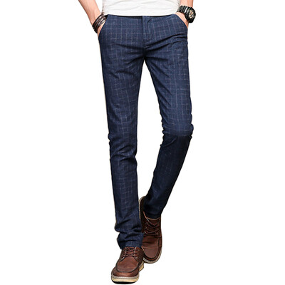 GLO-STORY Casual Pants Men's England Style Tattoo Pants Fashion Slim Pants LXK71099 Black 36