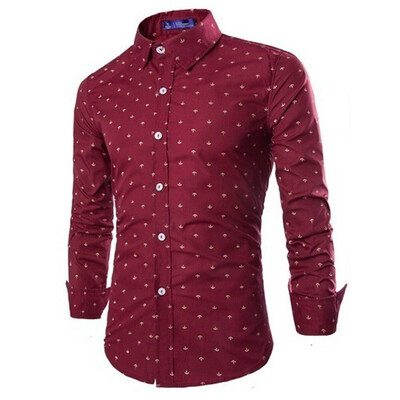 2015 New Wild Mens Casual Long-sleeved Shirt Printing Anchor 
2015 New Wild Mens Casual Long-sleeved Shirt Printing Anchor