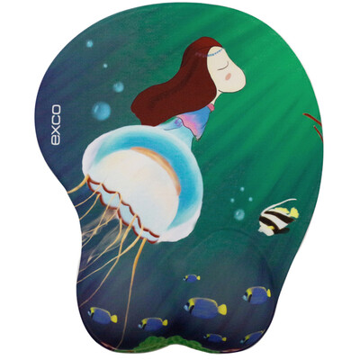 Suitable for the cool EXCO Blue Jellyfish wave mouse pad wrist super large original cute cartoon three-dimensional office hand care wrist pad MSP038